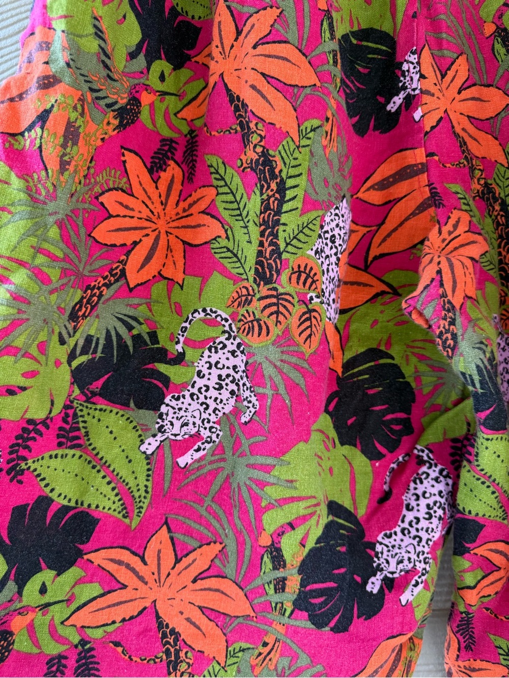 C & C California Women's Linen Tropical Print Wide Leg Jaguar Summer Pants Sz 1X - Picture 5 of 9
